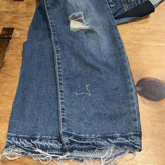 Women's Indigo Blue Side-Panel Skinny Ankle Denim Overalls Maternity Size XL - Picture 10 of 12